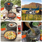 Camping Cookware Kit Portable Kitchen Cooking with Folding Handle Travel Tableware Lightweight Bowls Utensil Pot Pan Set for 1 to 2 People Outdoor Backpacking Hiking Picnic Camping BBQ