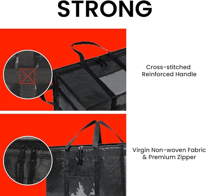 NZ home Insulated Bags for Food Delivery (3XL PRO) Grocery Shopping Cooler Bag, Pizza Delivery, Hot & Cold Catering Tote, Reusable, Foldable & Heavy Duty (Blue)