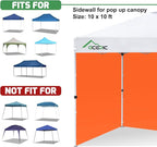 Sidewalls for 10x10 Pop Up Canopy, 210D Polyester Waterproof Canopy Sidewalls with UV Protection, Sunwall Only (Orange, 10 * 10ft 3PCS)
