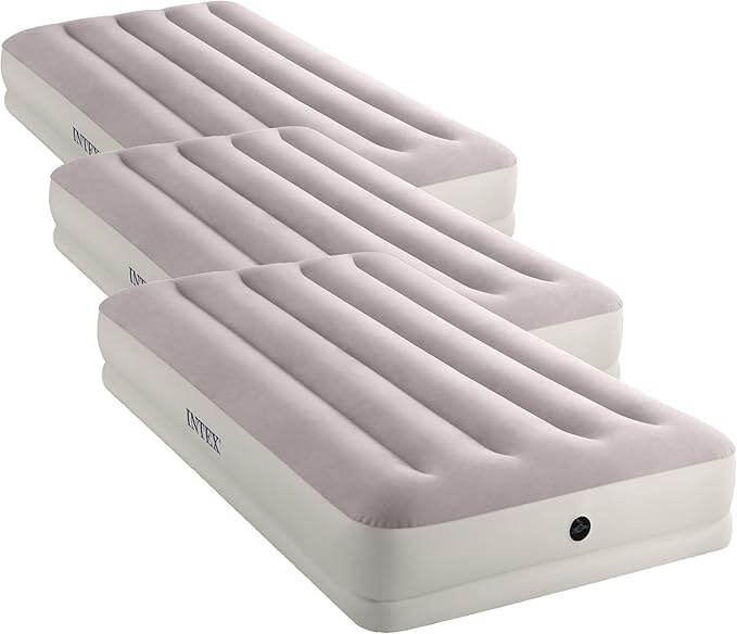 Intex 64177E Dura-Beam Standard Prestige Mid-Rise Air Mattress: Fiber-Tech – Twin Size – Quickfill USB Air Pump