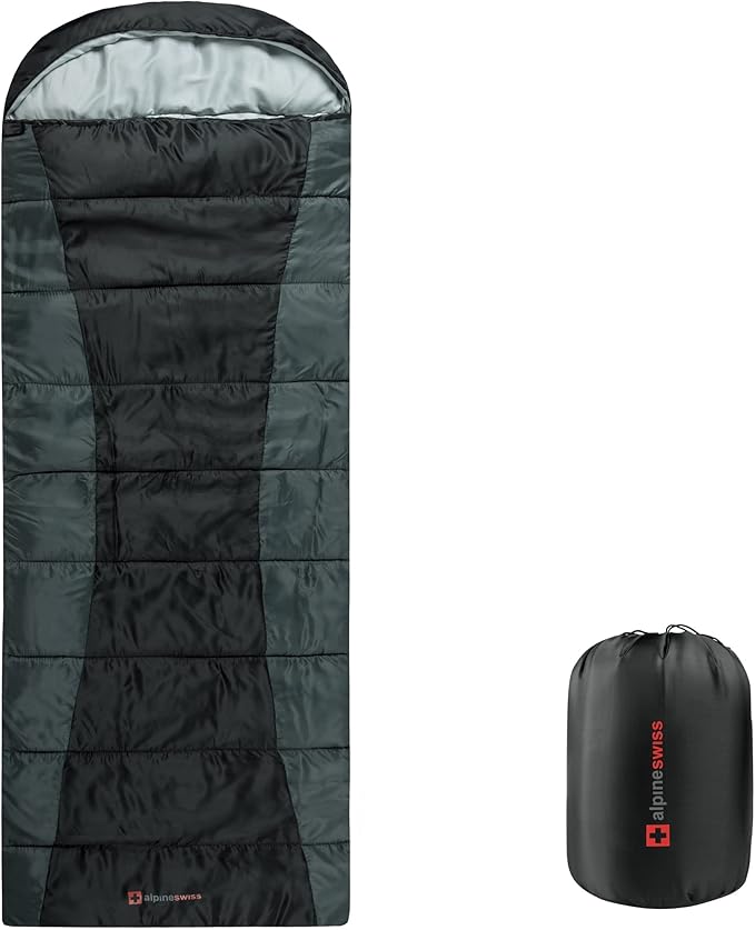 Alpine Swiss 0°C (32°F) Sleeping Bag Lightweight Waterproof with Compression Sack Adults All Seasons Camping Hiking Backpacking Travel Outdoor Indoor