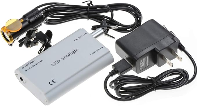5W Waist Hanging Rechargeable Dental LED Head Light with Plastic Clip Filter for Surgical Magnifier (Silver)