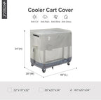 Waterproof Cooler Cart Cover Fits 80-100 Quart Patio Party Ice Chest Rolling Cooler, 40L x 20W x 34H inch