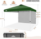 EAGLE PEAK Commercial Canopy 12x12 Pop Up Canopy Tent with 1 Sidewall, Easy Setup Heavy Duty Instant Event Shelter for Vendors & Markets, Outdoor Sun Shade, Green