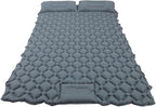 Asixxsix Double Sleeping Pad, Self Inflating Camping Mattress with Foot Pump Pillow for Backpacking Adults Couples (Grey)