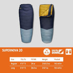 Kelty Supernova Down Sleeping Bag, Compact + Lightweight, Roomy Shape for All Body Types and Sleep Positions, Recycled Shell Fabrics