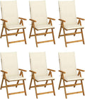 Folding Patio Chairs,Bistro Chair,Patio Funiture,Lawn Chairs,Armchair,Beach Chair,Camp Chair,Coffee Chair,for Outdoor,Fire Pit,Deck,Lawn,Outside,Garden, 6 pcs with Cushions Solid Acacia Wood