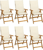Folding Patio Chairs,Bistro Chair,Patio Funiture,Lawn Chairs,Armchair,Beach Chair,Camp Chair,Coffee Chair,for Outdoor,Fire Pit,Deck,Lawn,Outside,Garden, 6 pcs with Cushions Solid Acacia Wood