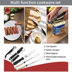 27-Piece Backpack Camping cookware Set, Portable Camping kitchenware Set for Barbecue, Outdoor Cooking, Picnic and Adventure Camping cookware Storage