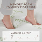 SINWEEK Memory Foam Folding Mattress, 4 Inch Foldable Trifold Mattress Topper, CertiPUR-US Certified Guest Bed with Cooling Cover & Waterproof Lining