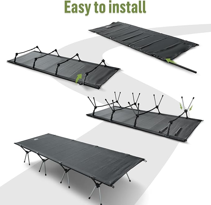 Night Cat Camping Cot Bed - Portable Folding Sleeping Cots for Adults 1-Person Outdoor Elevated Off-Ground Beds Easy Set-up Army Sleeping Bed 87"x28"