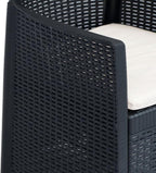 Patio Chairs ,Dining Chairs,Camping Chair,Study Chair,Coffee Chair,Beach Chair,Garden Chairs,Patio Funiture,for Deck, poolside,Camping,Beach,Campsite,2 pcs with Cushion Anthracite Plastic Rattan Look