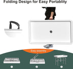 4 Foot Ice Cooler Table, Folding Tailgate Camp Fishing Cleaning with Matching Skirt & Drain Hose, Plastic Ice Table for Party, BBQ, Camping, Picnic, Barbecues to Keep Drinks Cool, White