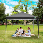 COBIZI 10x10 Pop Up Canopy Tent with 4 Sidewalls Party Tents Waterproof UPF 50+ Commercial Instant Outdoor Events Tent for Parties Markets Backyard, Ropes（10 x 10 ft Black