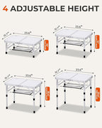 Sportneer Camping Table: Adjustable Height Small Folding Table 23.6" L x 15.7" W 4 Height with Mesh Layer - Compact & Portable Camping Essentials for Outdoor Camp Garden Picnic BBQ Dining Cooking | Adjustable Height, 3 Height, Mesh Layer, Compact, Port...