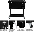 VINGLI 80 Quart Rolling Ice Chest, Portable Patio Party Bar Drink Cooler Cart, with Shelf, Beverage Pool with Bottle Opener