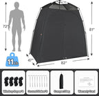 EighteenTek® Shower Tent Camping, 2-Room Portable Changing Room, Outdoor Shower Enclosure, Pop Up Privacy Tent Shelter with Floor & Doors, Waterproof & Lightweight, Camping Toilet Bathroom