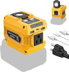220W Power Inverter Compatible with Dewalt 20V Battery(Battery not Included), DC 20V to AC 110V, 2 USB Ports & 1 Type-C Fast Charging, 400LM LED Work Light