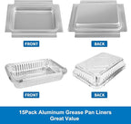 Uniflasy 80346 Catch Pan for Weber Q100 Q1000 Q120 Q140 Q1200 Series Drip Tray for Weber Baby Q Gas Grill with 6415 15pack Aluminum Liner Replacement for Weber 41887