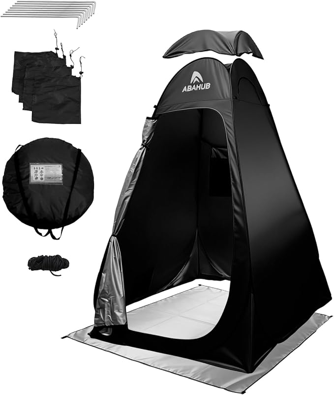 Abahub Pop Up Shower Tent, 59 x 59 x 74.8 in, Portable Instant Privacy Tents for Camping, Outdoor Changing Room with Removable Floor Mat & Rain Shelter