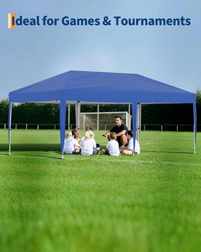 10'x20' Pop Up Canopy Tent with 6 Sidewalls, Waterproof and UV Resistant Outdoor Gazebo, Easy Up Sun Shade Shelter for Parties, Events, Backyard, Camping
