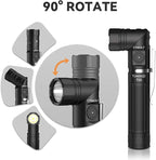 T05 EDC Tactical Flashlight Rechargeable, 1500 High Lumen 90 Degree Work Light with Magnet, 6 Mode Super Bright Small LED Flashlight for Work Maintenance, Outdoor, and Emergency Situations