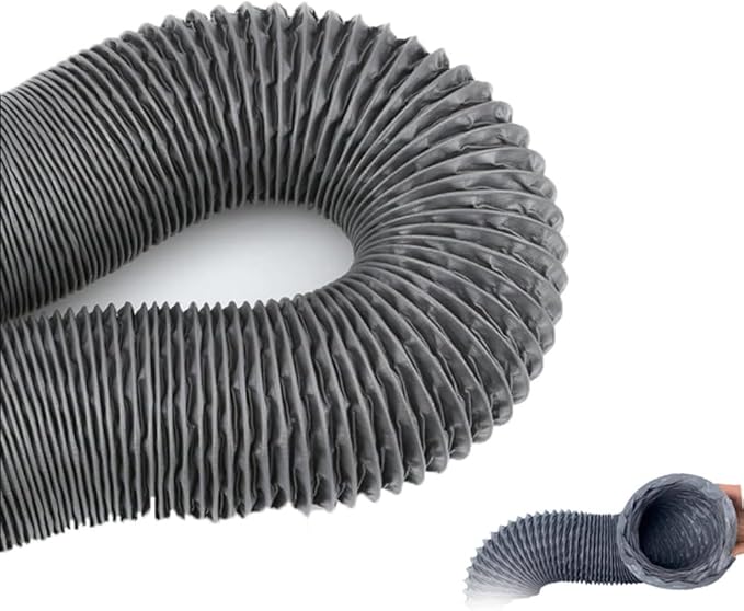 4in 16ft Flexible Duct Dryer Vent Hose Protable Duct Hose Gray Exhaust Hose Flex Air Ducting For HVAC Ventilation Grow Tents Dryer Rooms Kitchen(5m/16.4ft,325mm-12.8in)