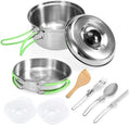 Camping Cookware Camping Cookware Mess Kit Backpacking Hiking Picnic Outdoor Cooking Pot and Pan Set Cookset Tableware Cutlery Utensil Set