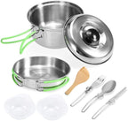 Camping Cookware Mess Kit Backpacking Hiking Picnic Outdoor Cooking Pot and Pan Set Cookset Tableware Cutlery Utensil Set