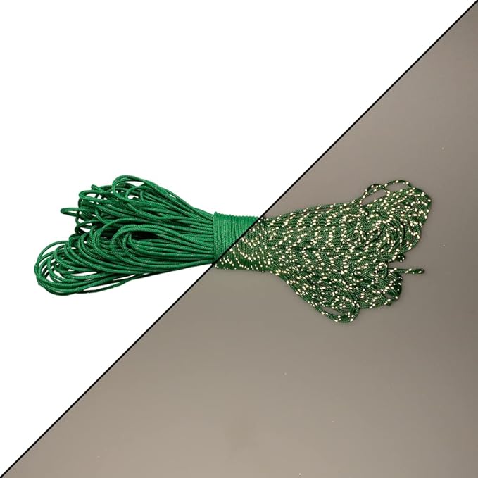 Paracord Planet – Fluorescent 1.75mm Reflective Guyline 95 Paracord Tent Rope Camping Parachute Cord – Kelly Green – 65ft