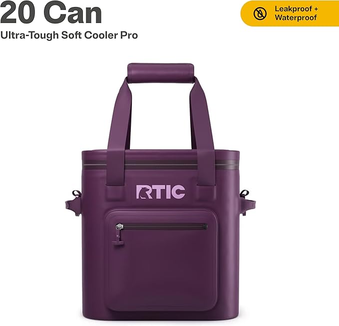RTIC 20 Can Ultra-Tough Soft Cooler Pro, Insulated, Waterproof, Leak Proof, Portable Floating Bag for Beverage, Drink, Lunch, Outdoor, Beach, Car,Camping, Picnic, Fishing, Boat