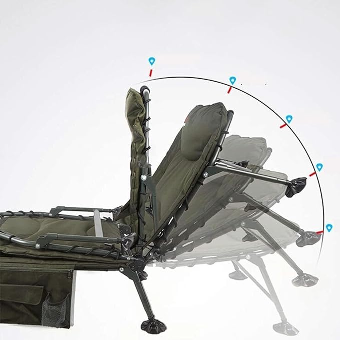 Portable Folding Bed 5-Position Adjustable Backrest Cots for Camping Load 264lbs Folding Camping Bed Reclining Chaise
