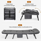Portable Folding Bed Cot Recliner 6 Position Adjustable Backrest with Pillow Heavy Duty Steel Frame for Camping Office Nap Indoor Outdoor Use (Extra Large(78in))