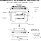 Waterproof PVC Material Paddleboard Cooler Deck Bag,40 cans Sup Deck Cooler Bag,Cooler Bag for Paddleboard,Lunch Box Cooler Insulated Bag,Camping Cooler Bag,Kayak Cooler Bag