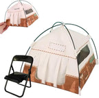 Mini Tent,Model Tent Decoration with Chair,1:12 Miniature Doll Camping Model Tents Movable Decorative Scene Accessories Photography Props Miniature Model Tent for Tiny Pets (Brown)