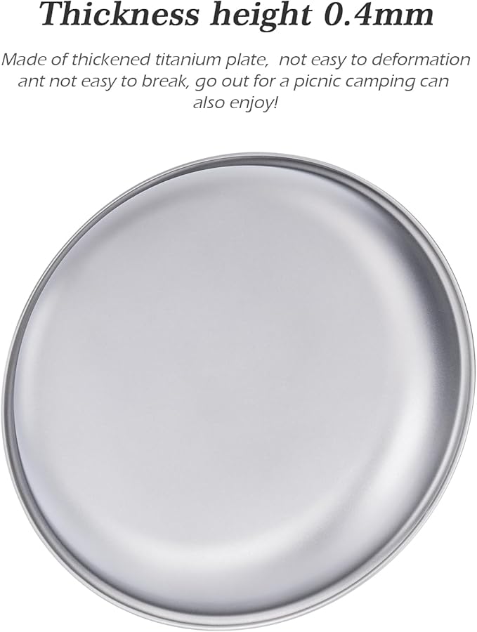 Boundless Voyage Titanium Camping Plate Dishes Saucer Lightweight Round Dinnerware Set Stackable Serving Plates Pasta Plates Travel Outdoor Home Kitchen Tableware Set Ti1116T