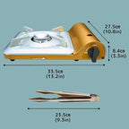 Iwatani Portable Butane Stove “Tatsujin” SlimⅤ CB-TS-5 ＆ Stainless Tongs ＆ microfiber towel – Made in Japan ｜ Single Burner Butane Stove
