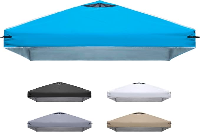 10x10 Canopy Replacement Top Cover with Air Vents for Pop up Canopy Gazebo Tent, with Adjustable Strap, Waterproof & Anti-UV for Outdoor Shade (Frame Not Included) (Sky Blue)