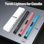 LcFun 2 Pack Torch Lighters Refillable Butane Lighter with Visible Fuel Window, Windproof Adjustable Jet Flame Long Lighters for Candle, Grill, BBQ, Camping, Fireworks (Butane NOT Included)