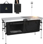 Nice C Camping Table, Storage Camping with Solar Panels Camping Kitchen Table, Upgrade Light Stand and 3 Organizers