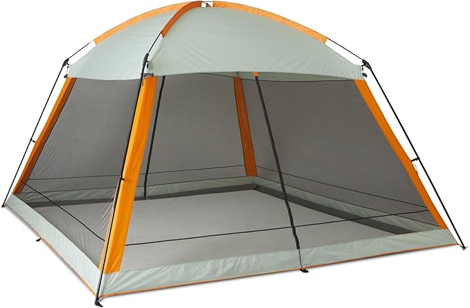 Amazon Basics Screened Canopy Tent, 12 x 12 ft with Zippered Enclosure, UPF50+ Sun Protection, Bug-Free Outdoor Shelter for Camping, Parties and Events