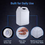 2.5 Gallon Water Jug (2 Pack), Heavy Duty Liquid Storage Container with Lids, HDPE Leak-Proof Water Container for Camping, Kitchen, Automotive Fluids & Emergency Storage, BPA Free