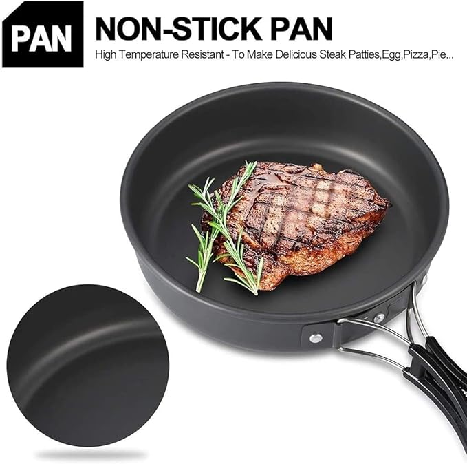 Camping Cookware Set Portable Outdoor Tableware Kettle Pot Cookset Cooking Pan Bowl for Hiking BBQ Picnic