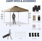 CROWN SHADES Gazebo 10x10 Pop Up Canopy with Mosquito Netting, Screen Tent with 4 Ropes, 8 Stakes, 4 Sandbags and Wheeled Storage Bag, Canopy for Patio & Backyard Parties,Camping&Events -(Beige)