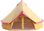 Round Bell Tent, 4m Bell Tent with Zippered Mesh Door and Windows Outdoor Waterproof Large Tent Canvas Yurt Tent 3-10 Persons Family Camping Tent Glamping,Portable Foldable Tent Easy to Install