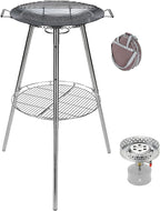 CAMPINGMOON Skottle Grill Cooking System Kit 18 inch Carbon Steel Pan Adjustable Legs Portable Camp Cooking Gear with Carry Bag (Skottle isobutane stove set GR-901)