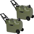 REDCAMP 7.4 Gal Water Container with Wheels & Spigot | Portable Rolling Emergency Camping Water Jug with Folding Handle | BPA Free Food Grade Water Storage Tank for Camping, 2 Pack(28L, Green)