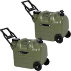 REDCAMP 7.4 Gal Water Container with Wheels & Spigot | Portable Rolling Emergency Camping Water Jug with Folding Handle | BPA Free Food Grade Water Storage Tank for Camping, 2 Pack(28L, Green)