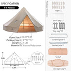 MC TOMOUNT Canvas Tent Bell Tent Yurt with Stove Jack Zipped Removable Floor for Glamping Truck Car Camping