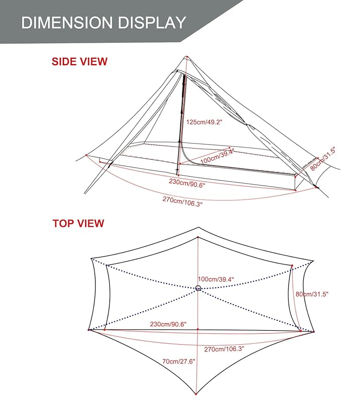 3F UL GEAR Lanshan 1 pro Tent, Outdoor 1 Person Ultralight Camping Tent, 3 Season Professional 20D Silnylon Rodless Camping Tent, Waterproof Backpacking Tent for Camping, Hiking, Trekking(Gray)